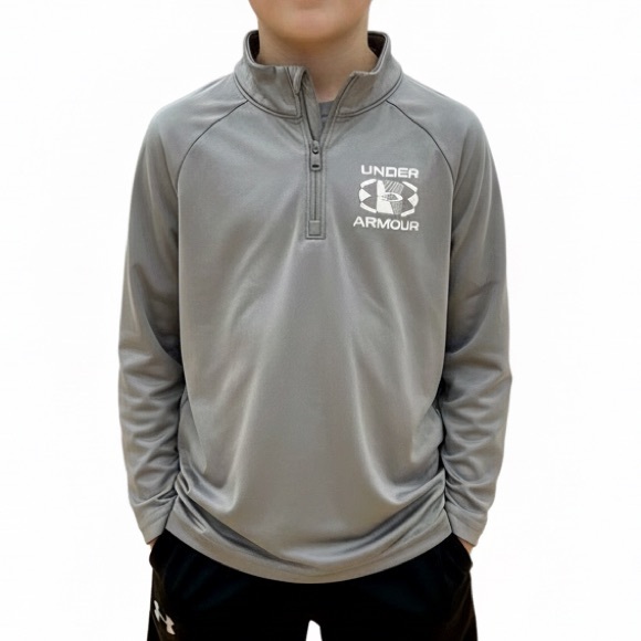 Under Armour Other - Under Armour Boys Light Grey Quarter zip Pullover Size Youth Small